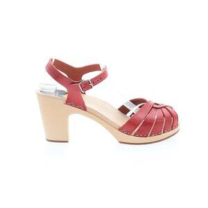 Swedish Hasbeens Red Platform Mules